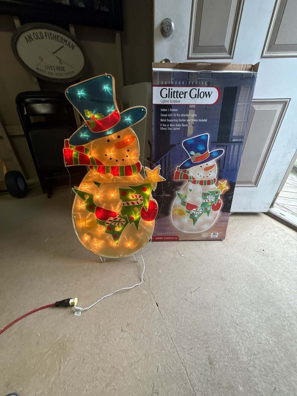 Glitter Glow Outdoor Series Snowman 36 Inches Lighted Sculpture